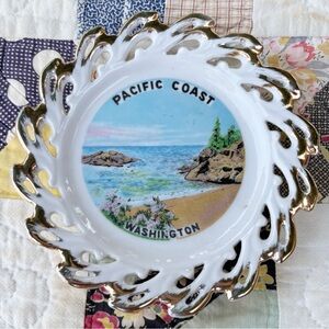 Vintage Pacific Coast Washington Souvenir Plate Trinket Dish Made in Japan 6.25”